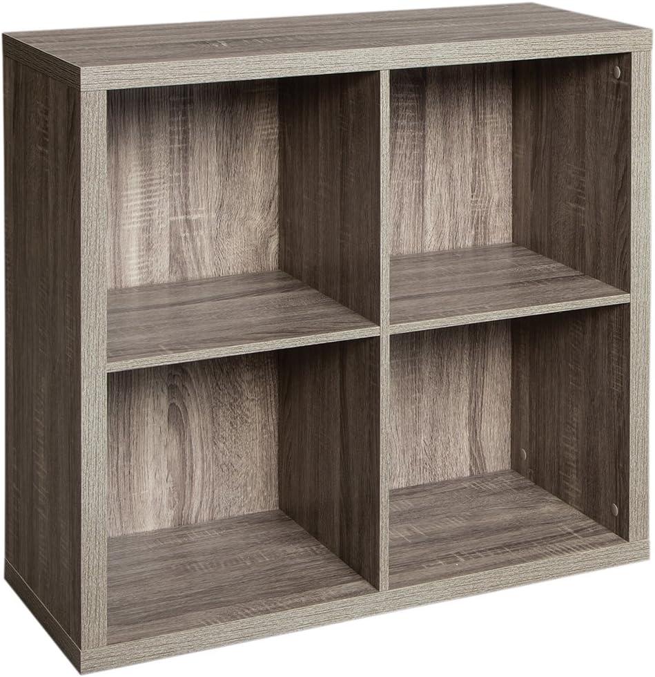 imageClosetMaid 6 Cube Storage Shelf Organizer Bookshelf with Back Panel Easy Assembly Wood White FinishWeathered Gray