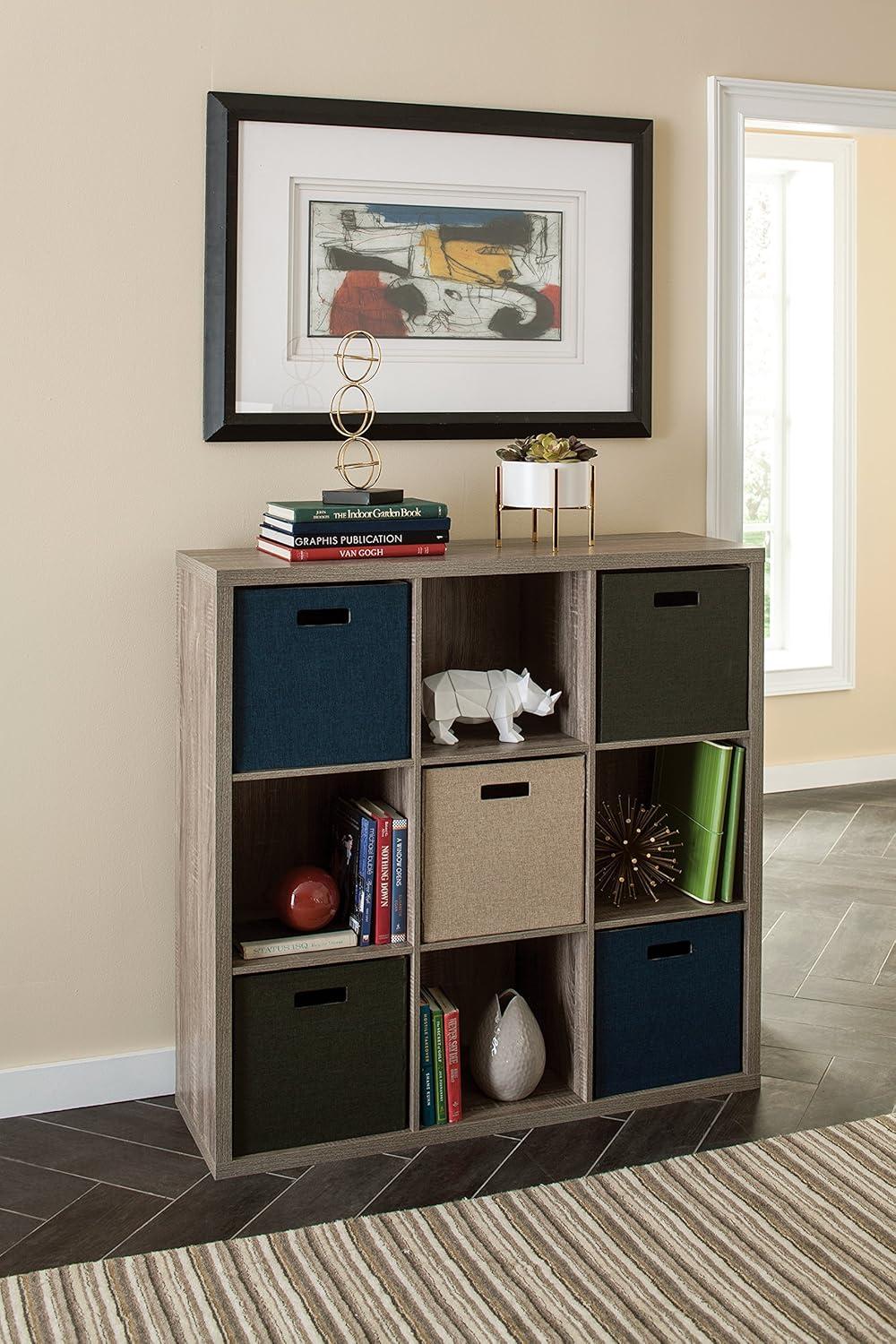 imageClosetMaid 6 Cube Storage Shelf Organizer Bookshelf with Back Panel Easy Assembly Wood White FinishWeathered Gray