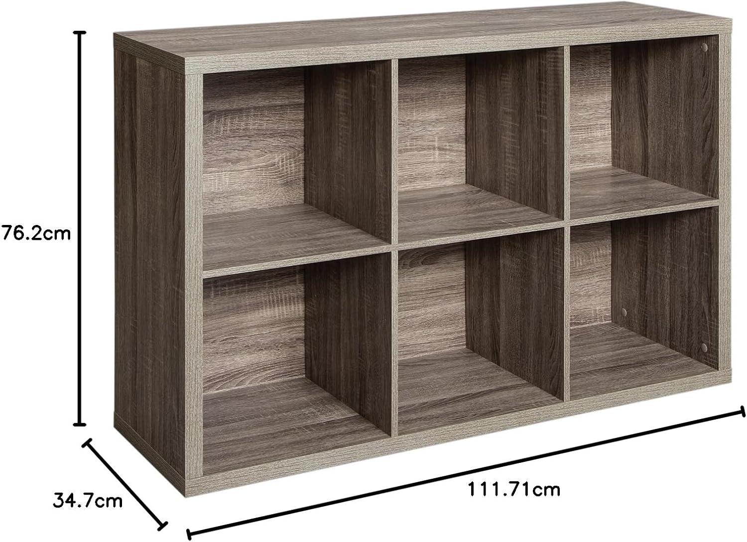 imageClosetMaid 6 Cube Storage Shelf Organizer Bookshelf with Back Panel Easy Assembly Wood White FinishWeathered Gray