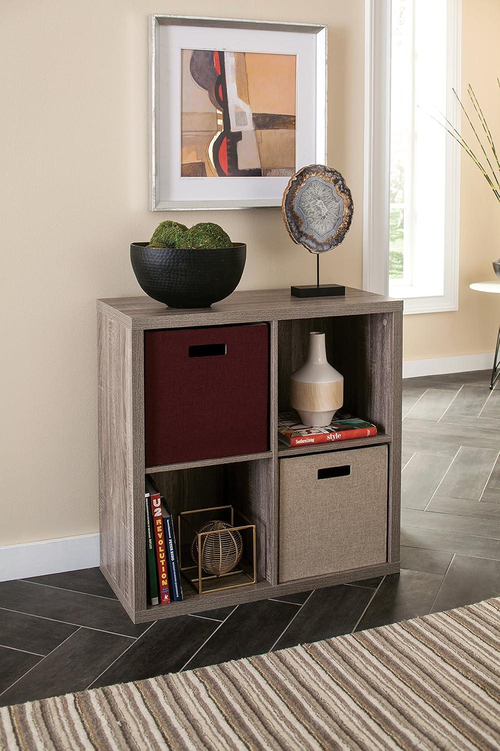 imageClosetMaid 6 Cube Storage Shelf Organizer Bookshelf with Back Panel Easy Assembly Wood White FinishWeathered Gray