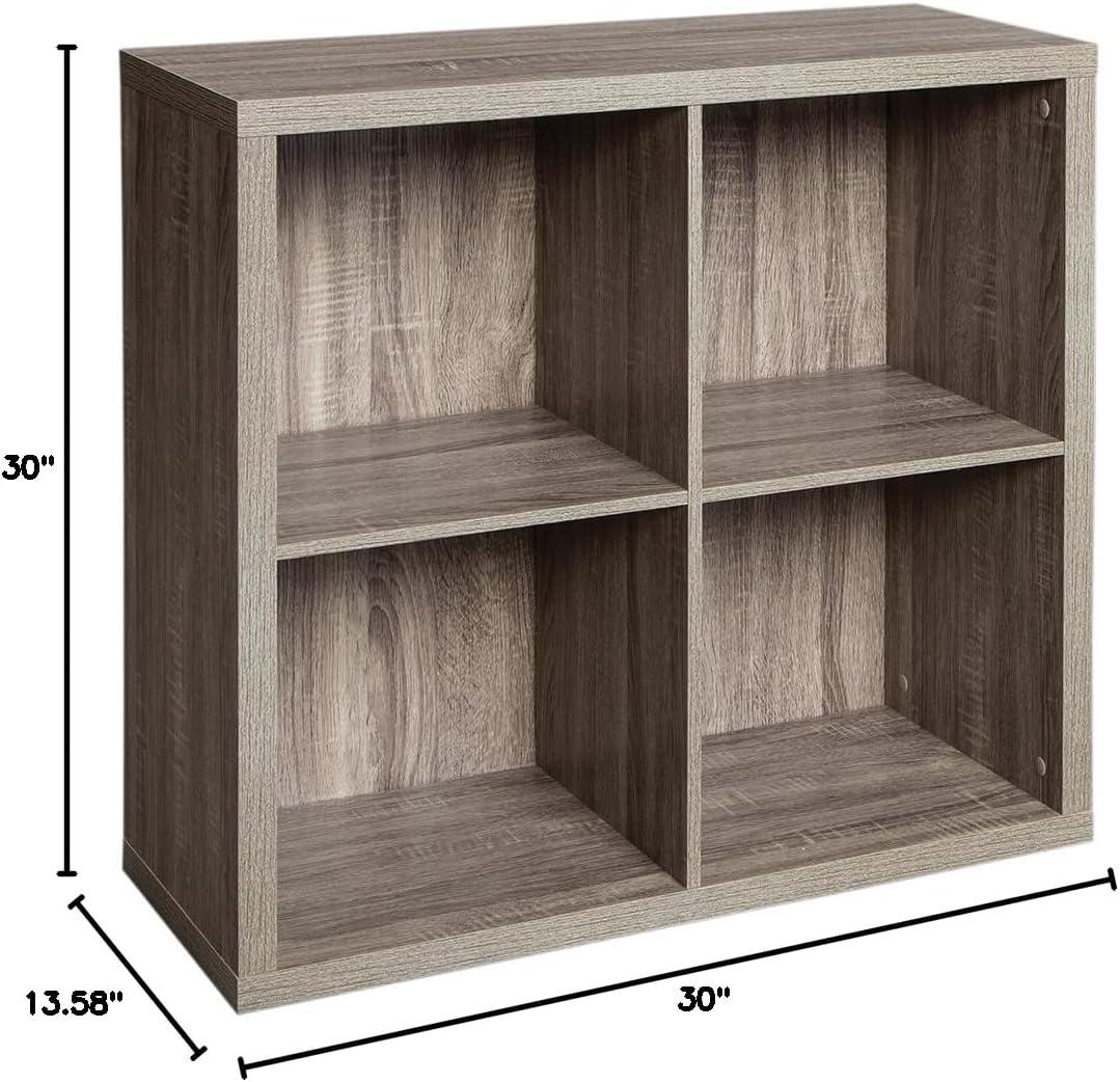 imageClosetMaid 6 Cube Storage Shelf Organizer Bookshelf with Back Panel Easy Assembly Wood White FinishWeathered Gray