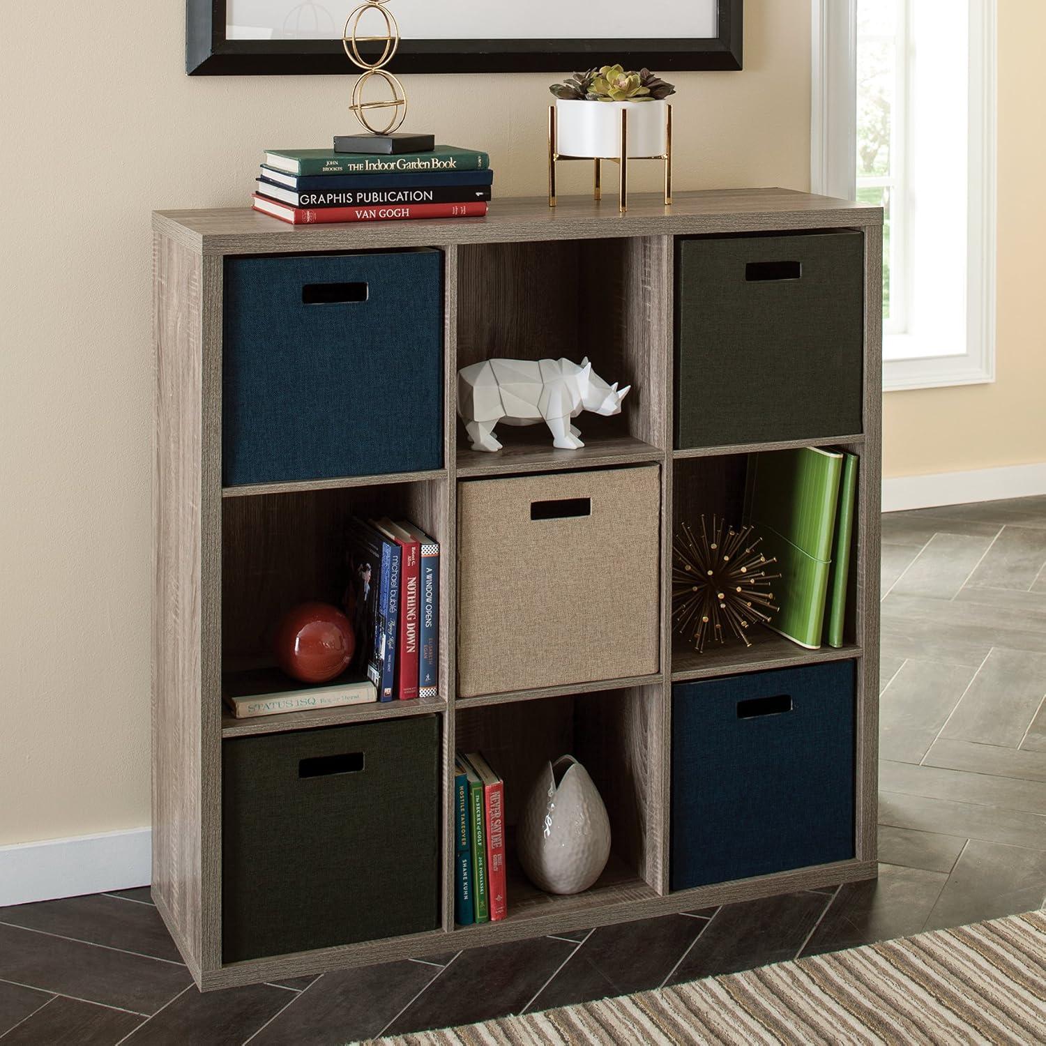 imageClosetMaid 6 Cube Storage Shelf Organizer Bookshelf with Back Panel Easy Assembly Wood White FinishWeathered Gray
