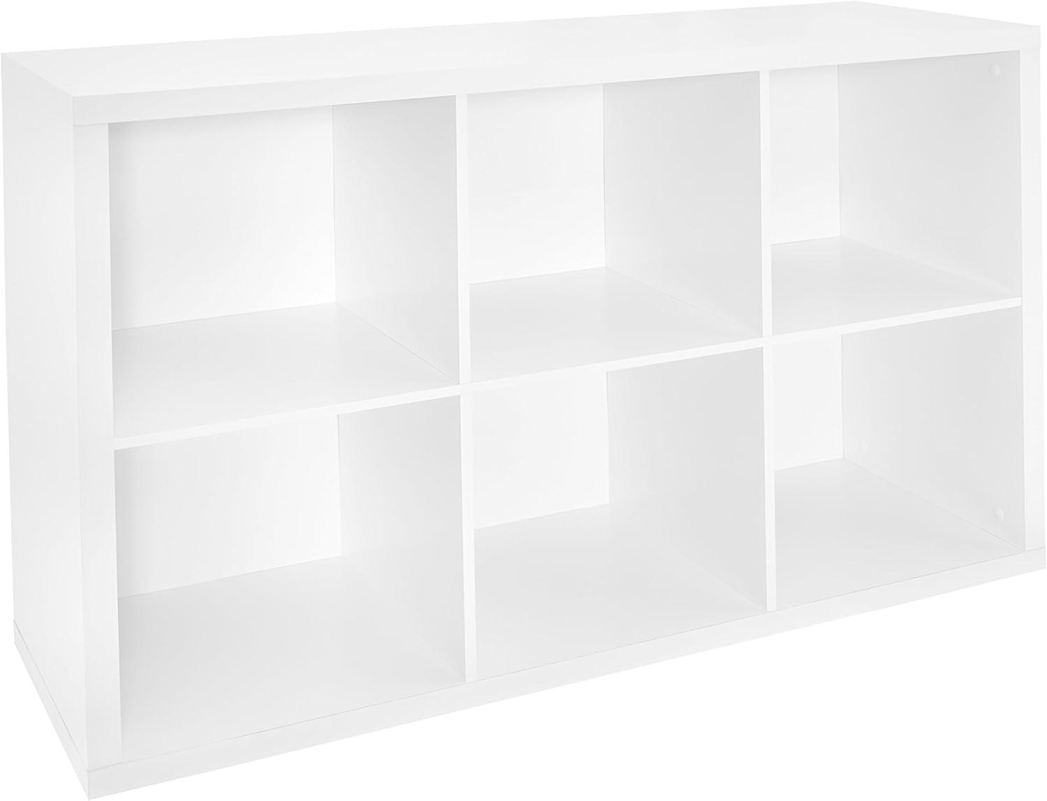 imageClosetMaid 6 Cube Storage Shelf Organizer Bookshelf with Back Panel Easy Assembly Wood White FinishWhite