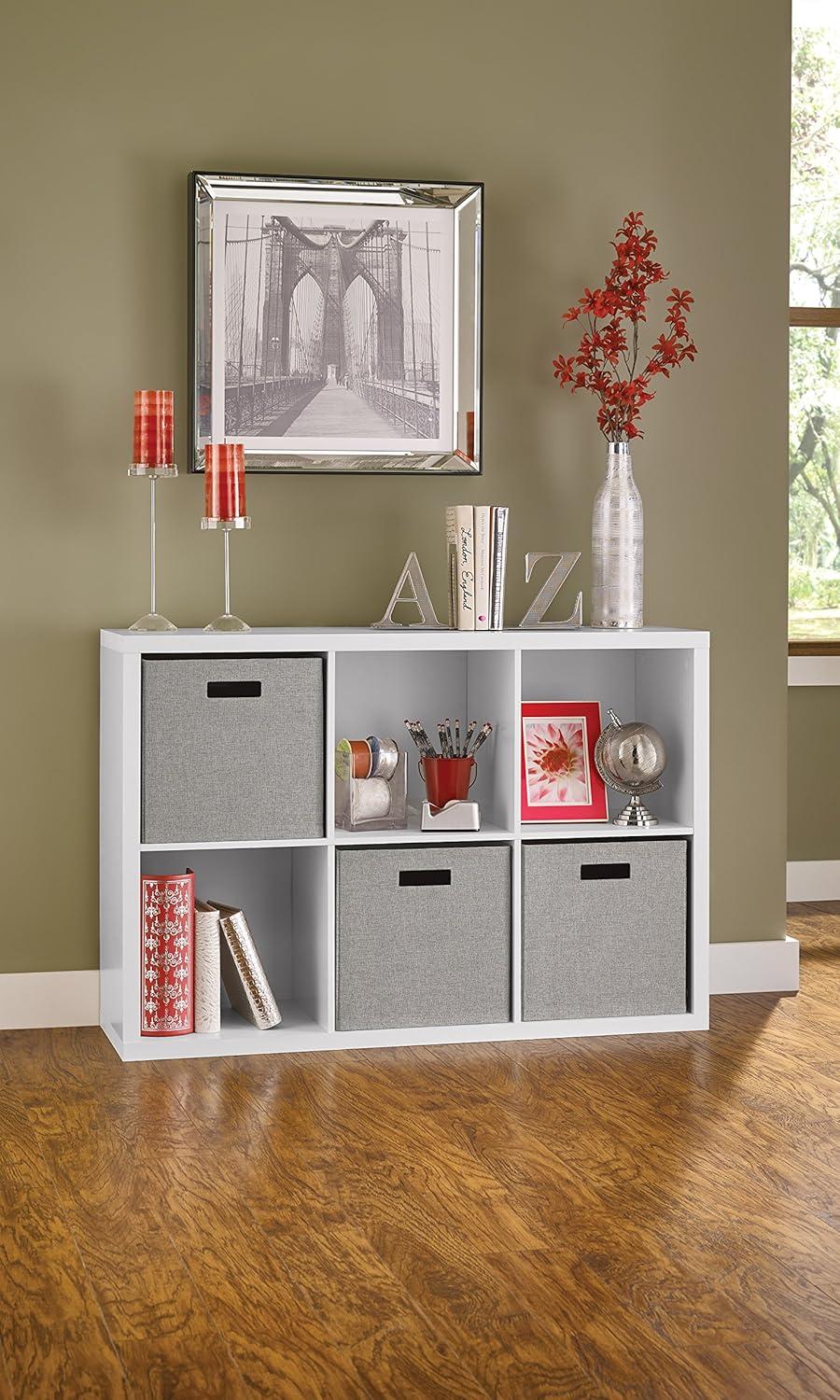 imageClosetMaid 6 Cube Storage Shelf Organizer Bookshelf with Back Panel Easy Assembly Wood White FinishWhite