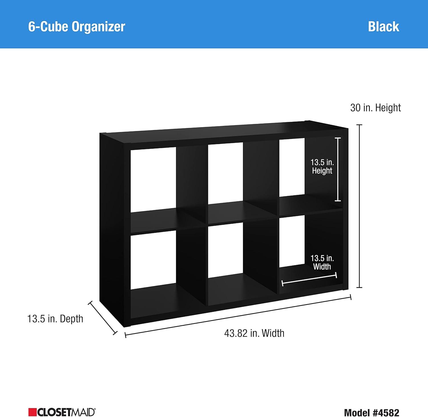 imageClosetMaid 6 Cube Storage Shelf Organizer Bookshelf with Open Back Vertical or Horizontal Easy Assembly Wood White FinishBlack