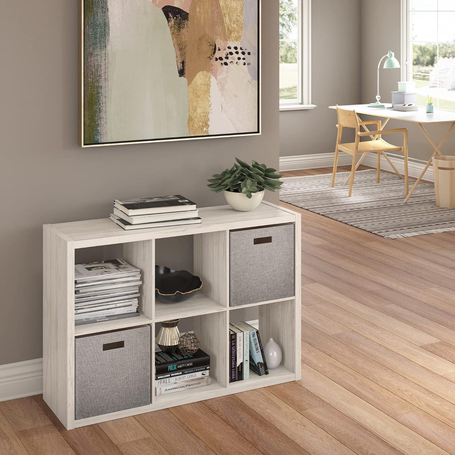 imageClosetMaid 6 Cube Storage Shelf Organizer Bookshelf with Open Back Vertical or Horizontal Easy Assembly Wood White FinishBleached Walnut