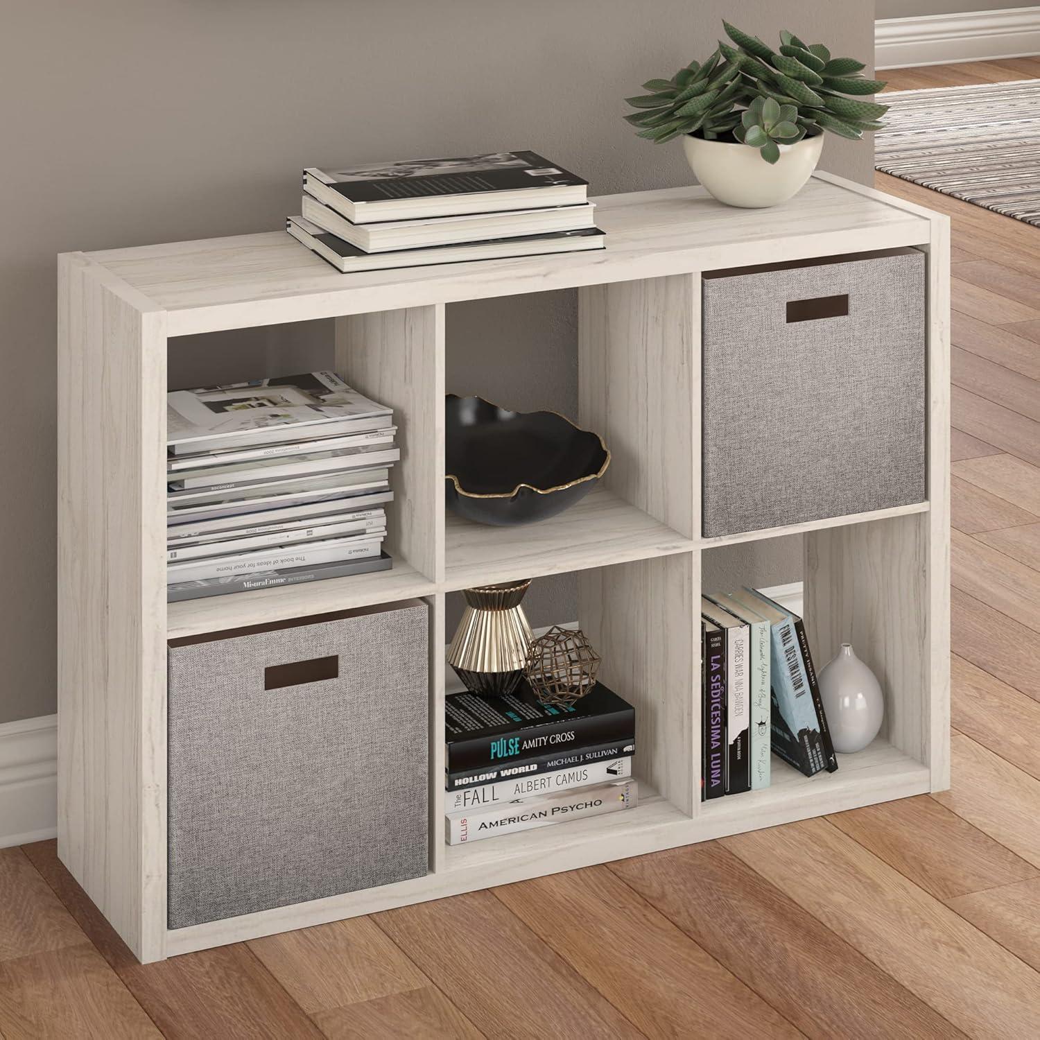 imageClosetMaid 6 Cube Storage Shelf Organizer Bookshelf with Open Back Vertical or Horizontal Easy Assembly Wood White FinishBleached Walnut