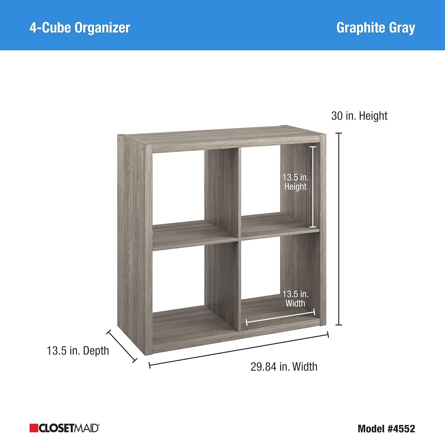 imageClosetMaid 6 Cube Storage Shelf Organizer Bookshelf with Open Back Vertical or Horizontal Easy Assembly Wood White FinishGraphite Gray
