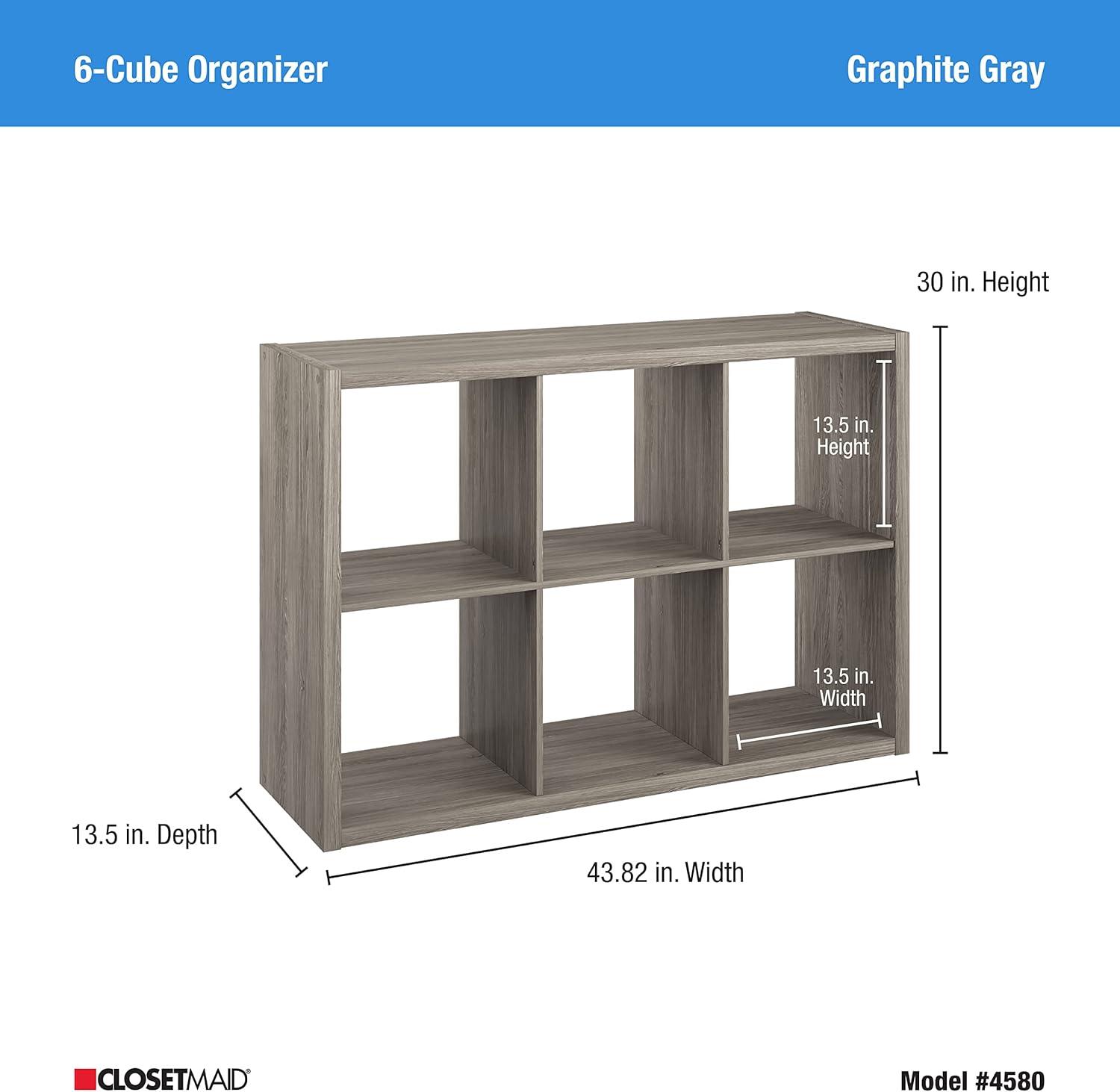 imageClosetMaid 6 Cube Storage Shelf Organizer Bookshelf with Open Back Vertical or Horizontal Easy Assembly Wood White FinishGraphite Gray