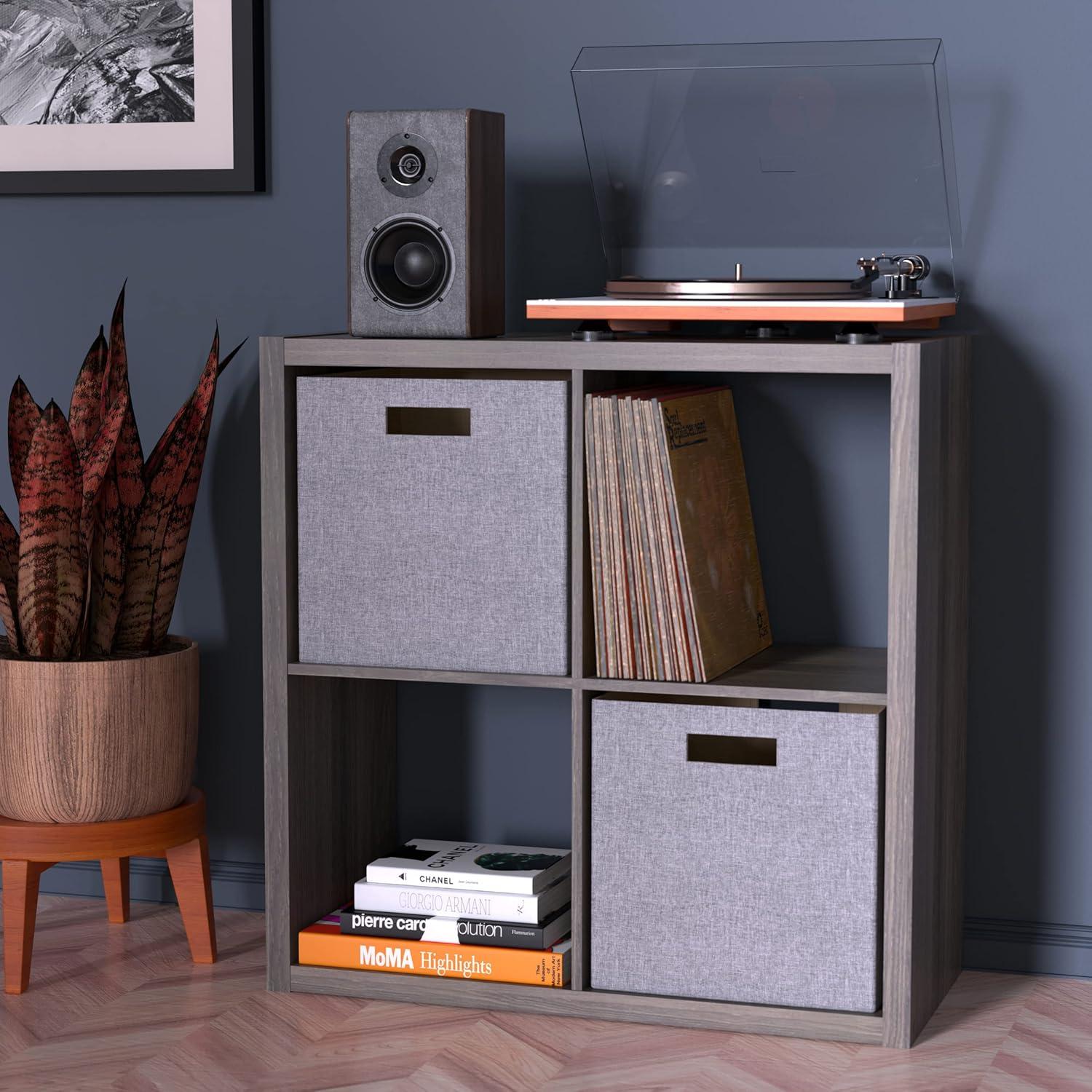 imageClosetMaid 6 Cube Storage Shelf Organizer Bookshelf with Open Back Vertical or Horizontal Easy Assembly Wood White FinishGraphite Gray