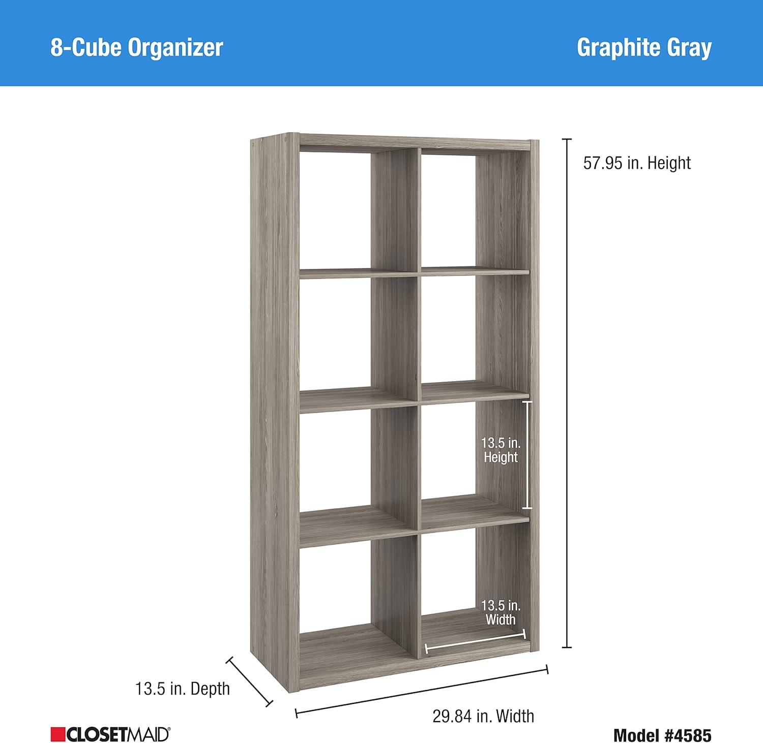 imageClosetMaid 6 Cube Storage Shelf Organizer Bookshelf with Open Back Vertical or Horizontal Easy Assembly Wood White FinishGraphite Gray