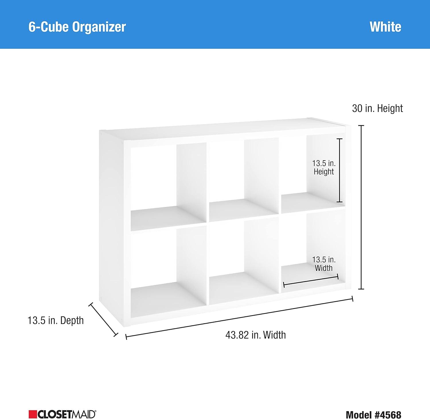 imageClosetMaid 6 Cube Storage Shelf Organizer Bookshelf with Open Back Vertical or Horizontal Easy Assembly Wood White FinishWhite