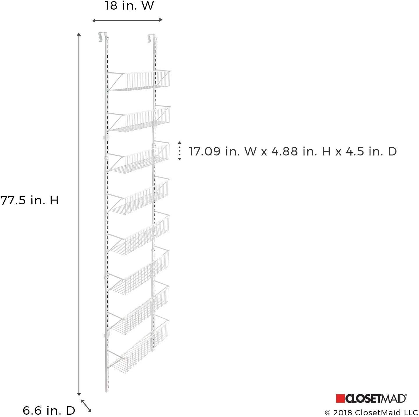 imageClosetMaid 97537 Adjustable Wall ampamp Door Hanging OrganizerWhiteBasket Organizer