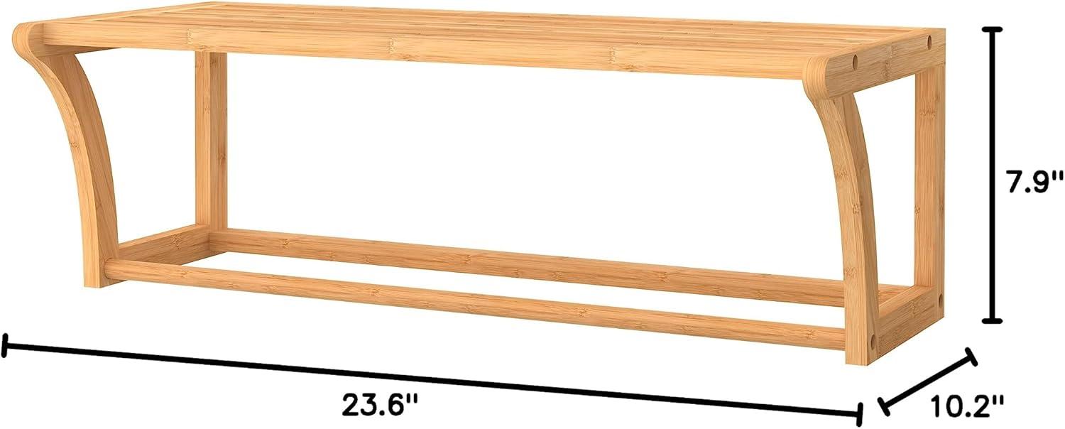 imageClosetMaid Bamboo Wall Shelf with Towel Bar Wall Mount Storage Shelves Organizer Rack Natural Finish1Tier