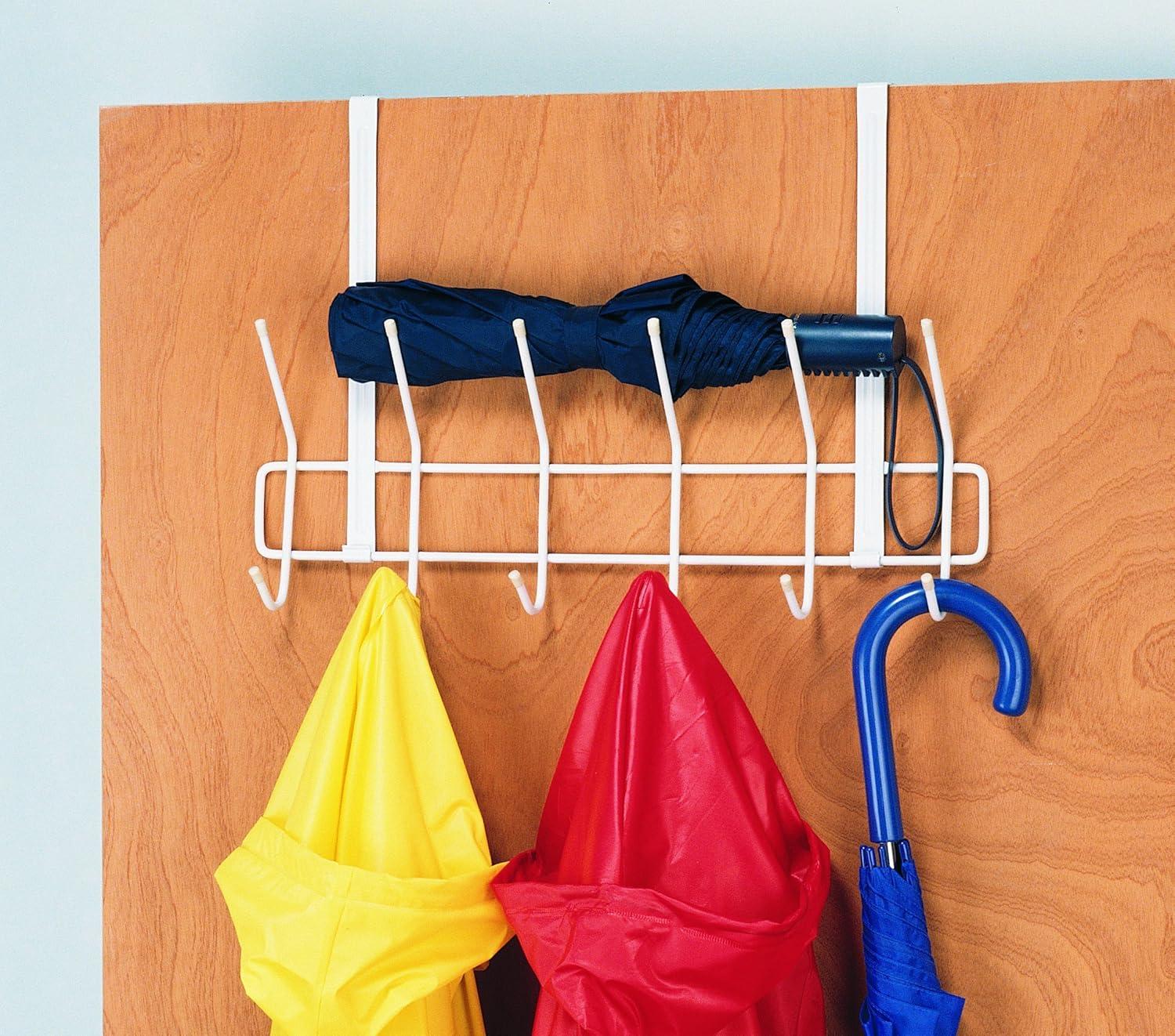 imageClosetMaid Hanging Bar Valet Rod for Wall or Door Mount Installation Hardware Included Folding Design Durable Steel WhiteUtility Hook