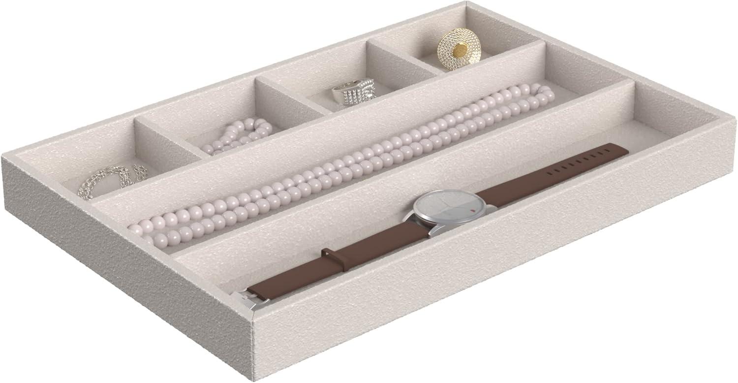 imageClosetMaid Jewelry Trays Set of 3 Stackable Soft Velvet Accessory Organizer for Earrings Necklaces Watches Bracelets Rings Light Grey