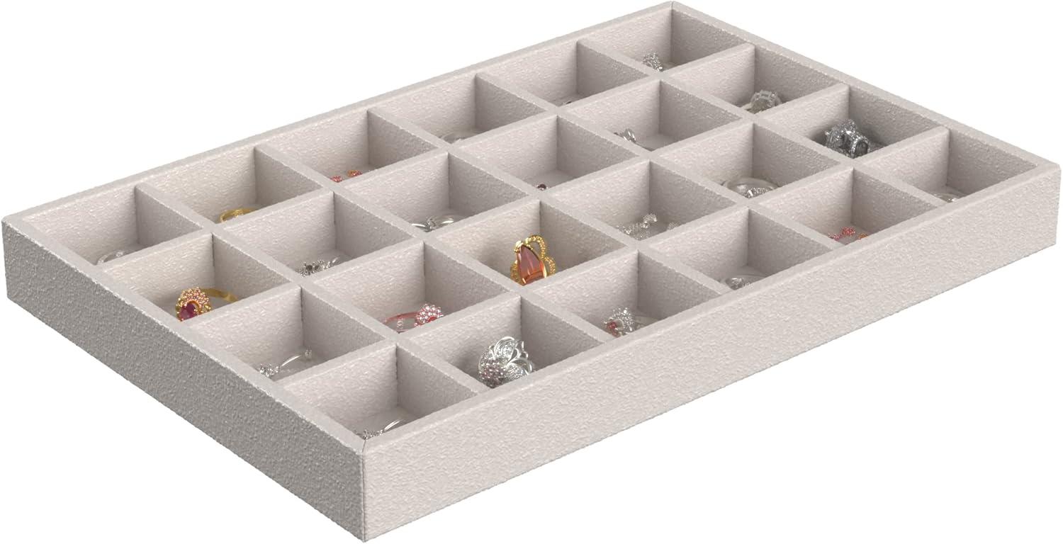 imageClosetMaid Jewelry Trays Set of 3 Stackable Soft Velvet Accessory Organizer for Earrings Necklaces Watches Bracelets Rings Light Grey