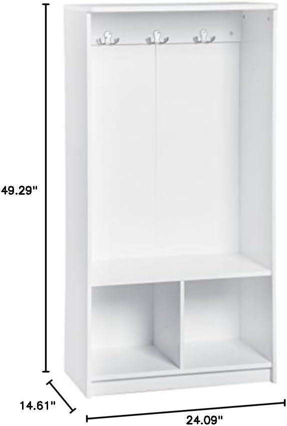 imageClosetMaid KidSpace Wood Storage Locker 2 Cubby Cube Compartments Open Storage 3 Hooks for Coats Backpacks Jackets White Finish