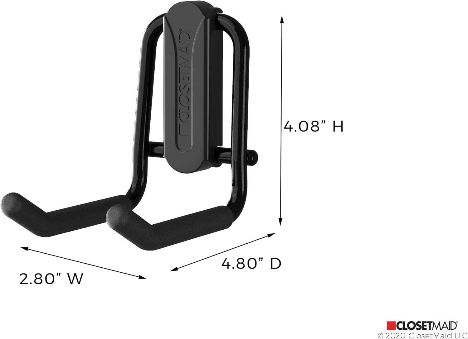 imageClosetMaid MaxLoad 2Pack Garage Hooks ampamp Hangers Wall Mount Heavy Duty Storage for Cords Hoses Power Equipment Black5 Pack