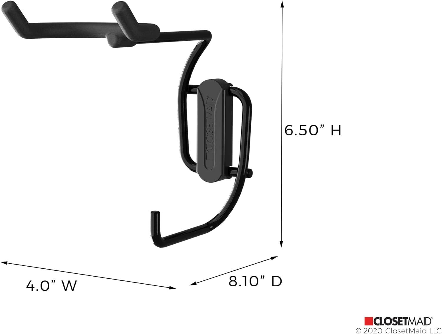 imageClosetMaid MaxLoad 2Pack Garage Hooks ampamp Hangers Wall Mount Heavy Duty Storage for Cords Hoses Power Equipment Black5 Pack