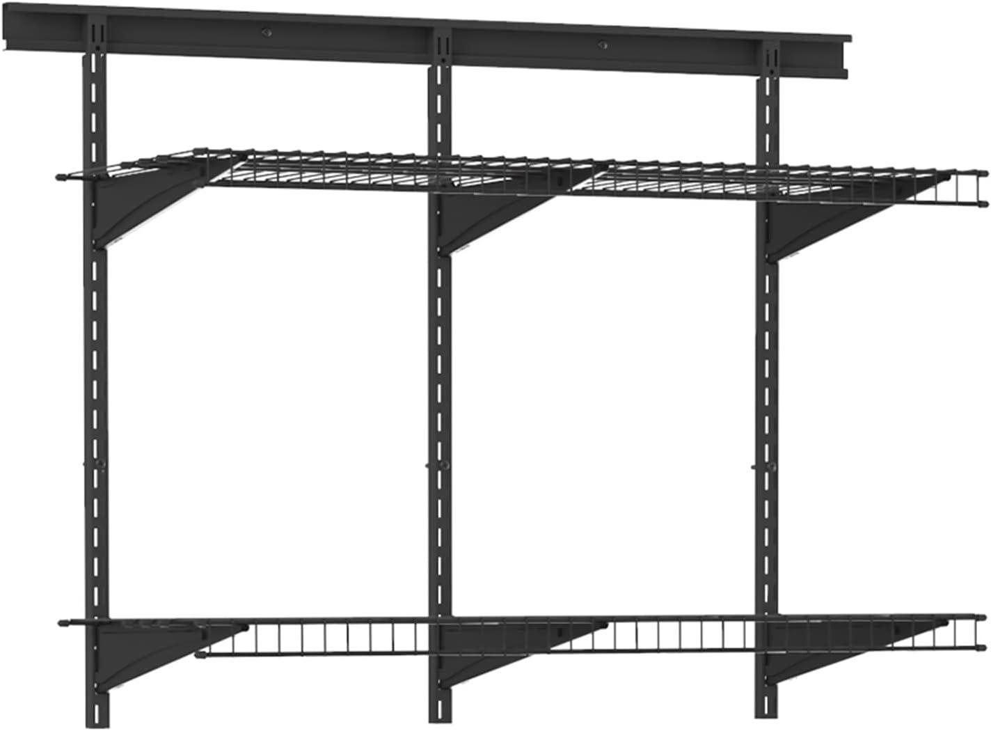 imageClosetMaid MaxLoad Heavy Duty Wall Shelf Kit for Garage 6 10 Ft Adjustable ShelfTrack Wire Shelving Black Finish2 shelves