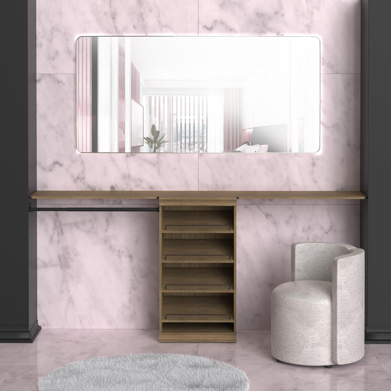 imageClosetMaid Modular Shelf ampamp Hang Wood Organizer Adjustable Closet Add On Storage Accessory White Shelf and Hang Rod KitSand