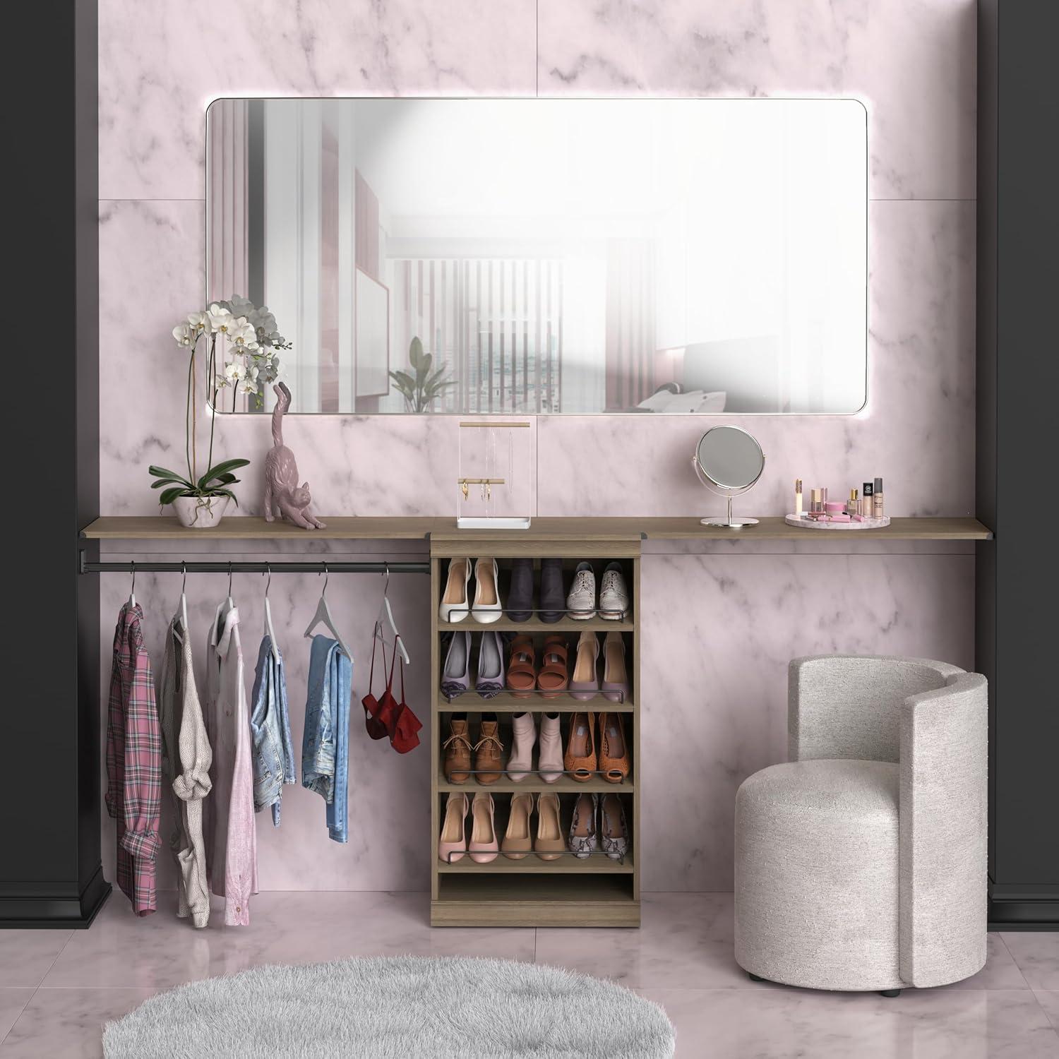 imageClosetMaid Modular Shelf ampamp Hang Wood Organizer Adjustable Closet Add On Storage Accessory White Shelf and Hang Rod KitSand