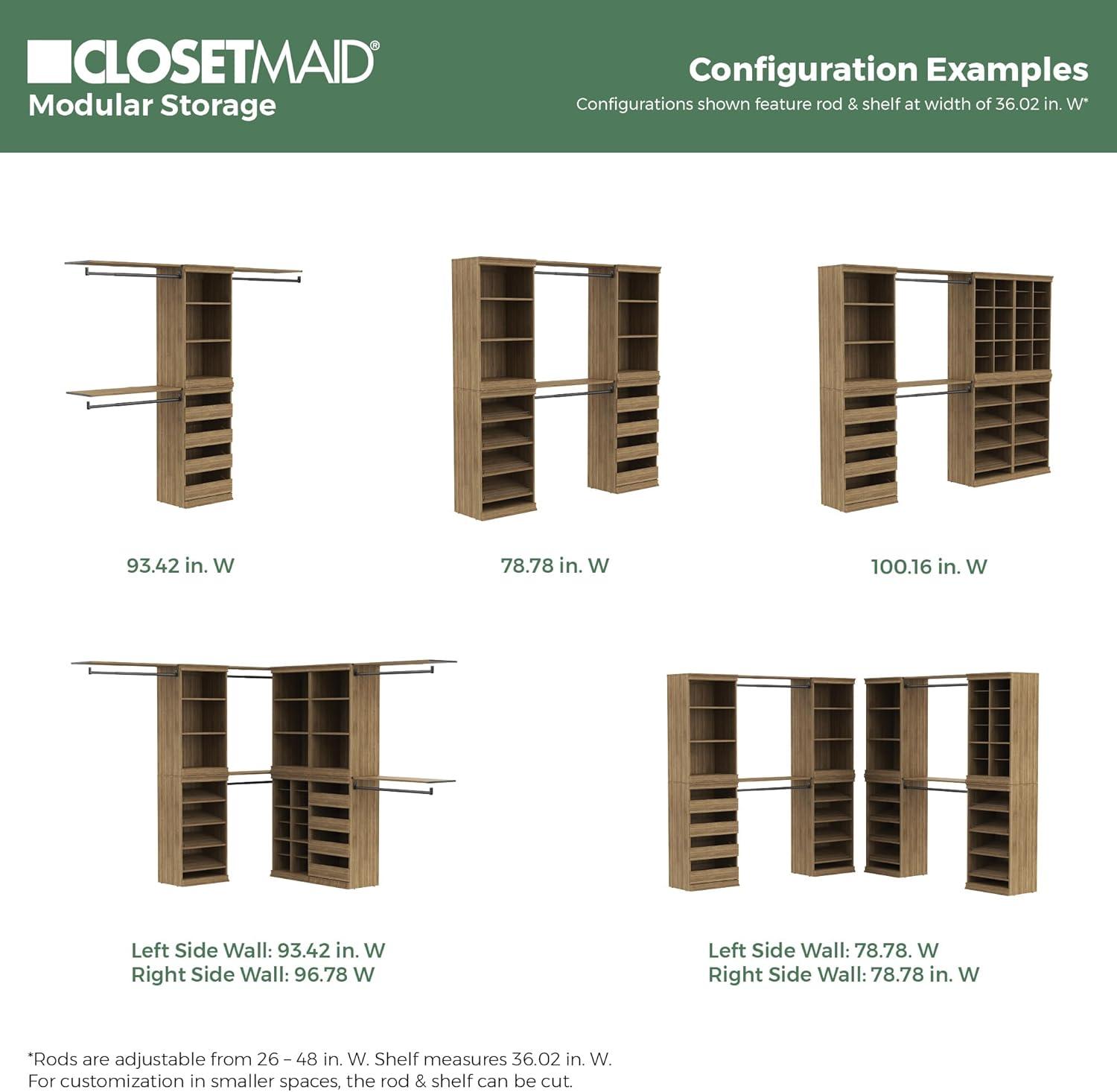 imageClosetMaid Modular Shelf ampamp Hang Wood Organizer Adjustable Closet Add On Storage Accessory White Shelf and Hang Rod KitSand