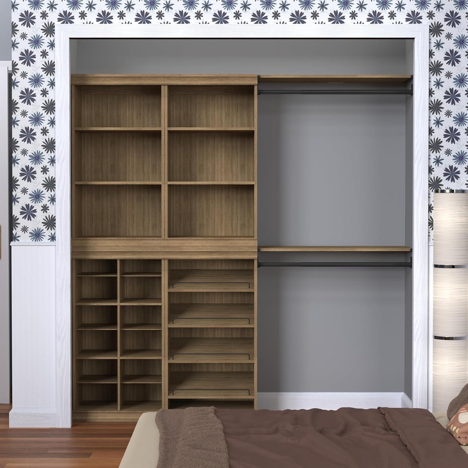 imageClosetMaid Modular Shelf ampamp Hang Wood Organizer Adjustable Closet Add On Storage Accessory White Shelf and Hang Rod KitSand