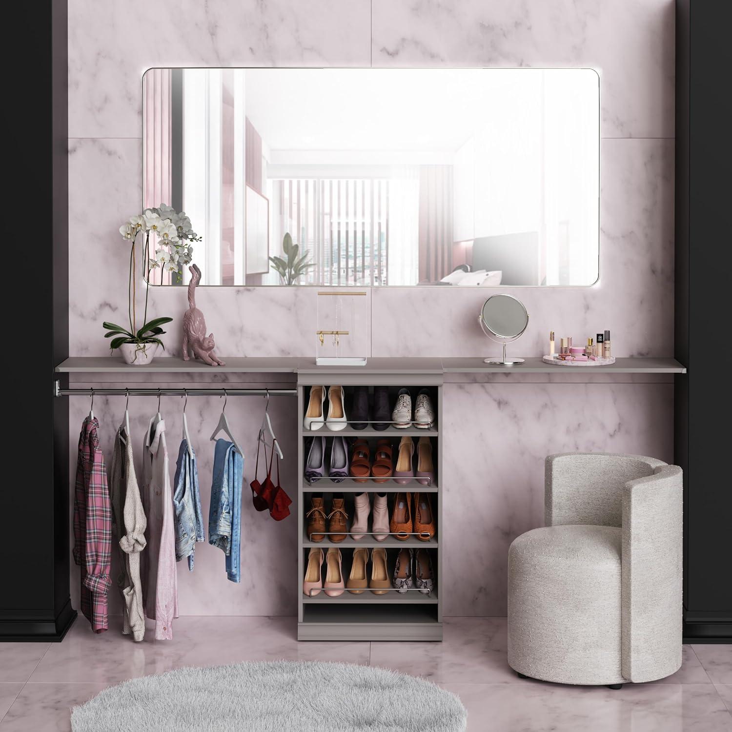 imageClosetMaid Modular Shelf ampamp Hang Wood Organizer Adjustable Closet Add On Storage Accessory White Shelf and Hang Rod KitTaupe