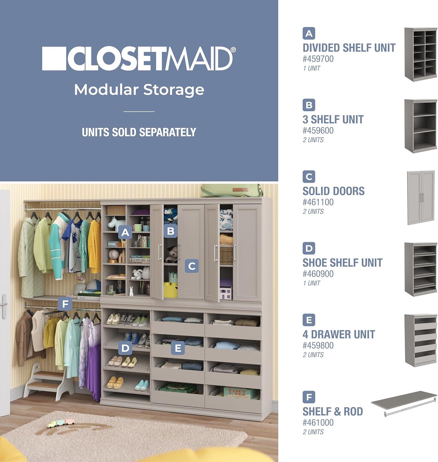 imageClosetMaid Modular Shelf ampamp Hang Wood Organizer Adjustable Closet Add On Storage Accessory White Shelf and Hang Rod KitTaupe