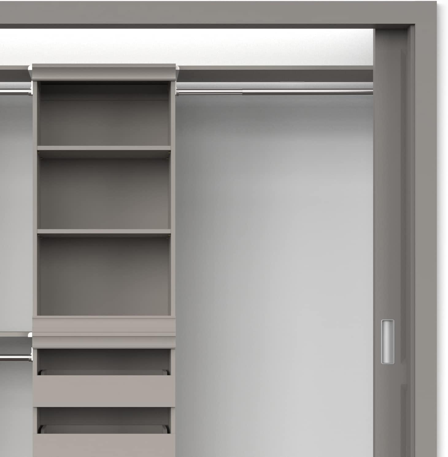 imageClosetMaid Modular Shelf ampamp Hang Wood Organizer Adjustable Closet Add On Storage Accessory White Shelf and Hang Rod KitTaupe