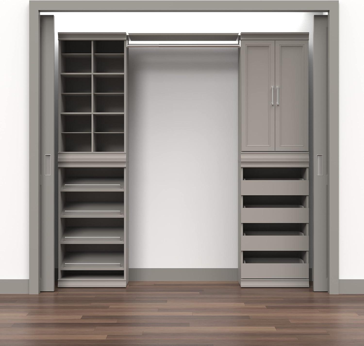 imageClosetMaid Modular Shelf ampamp Hang Wood Organizer Adjustable Closet Add On Storage Accessory White Shelf and Hang Rod KitTaupe