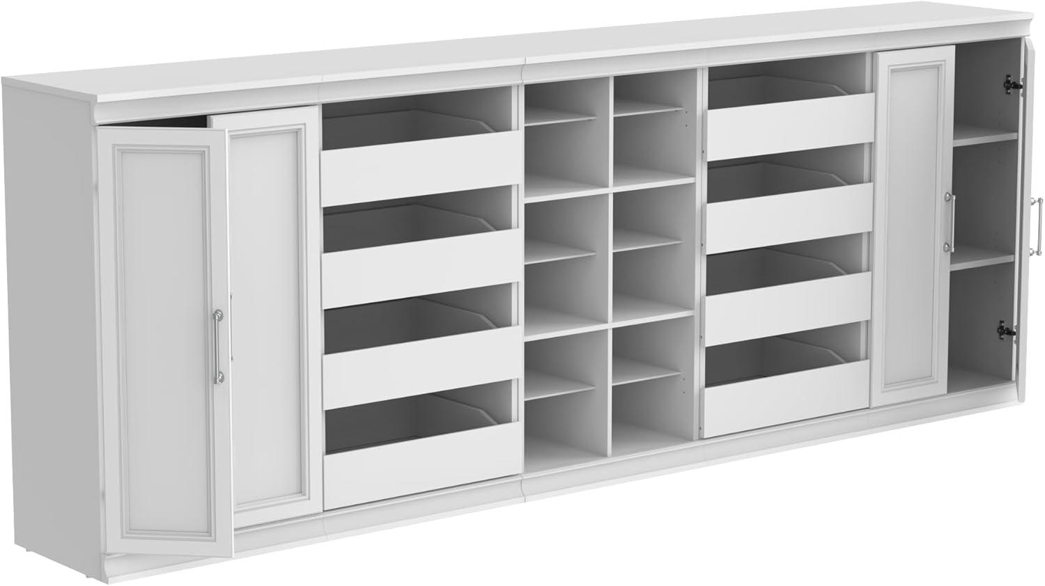 imageClosetMaid Modular Storage 10697inch W 8Drawer 18Shelf Entertainment System with Doors WhiteWhite
