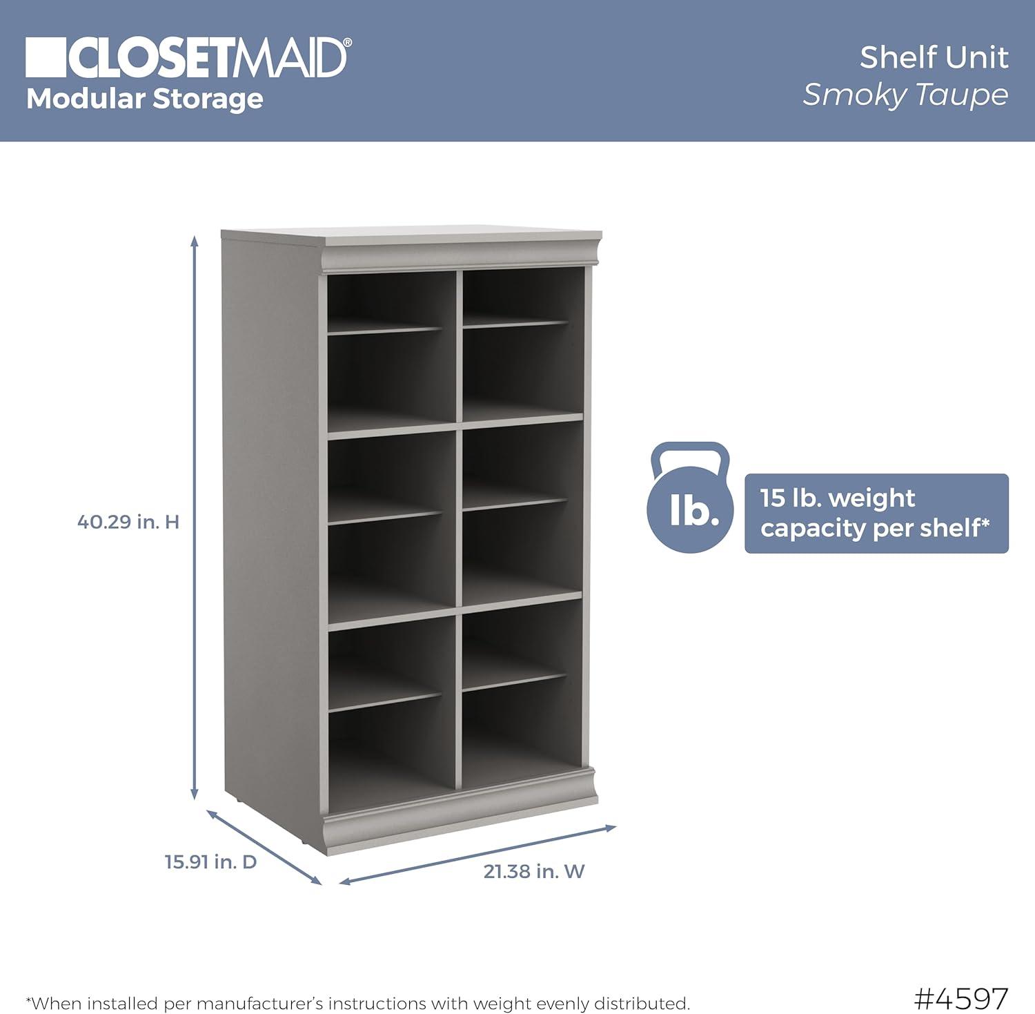 imageClosetMaid Modular Storage 2138inch W 12Shelf Cubby Storage Cabinet with Doors Smoky TaupeSmoky Taupe