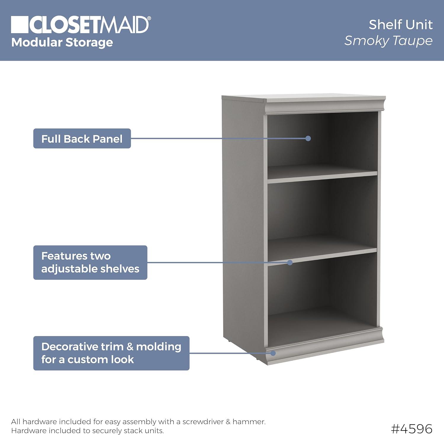 imageClosetMaid Modular Storage 2138inch W 6Shelf Wood Closet System with Doors WhiteSmoky Taupe