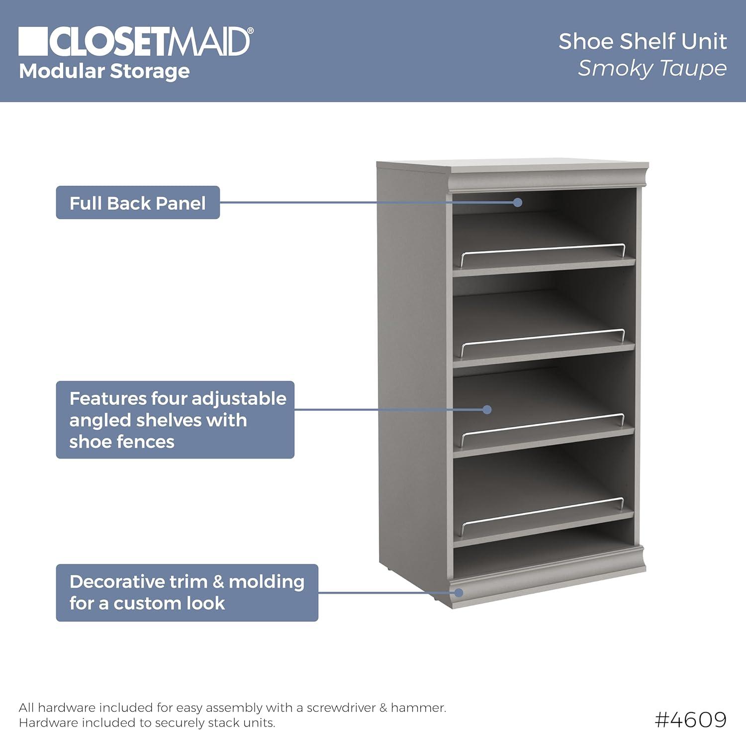 imageClosetMaid Modular Storage 2138inch W 7Shelf Wood Closet System with Shoe Storage WhiteTaupe