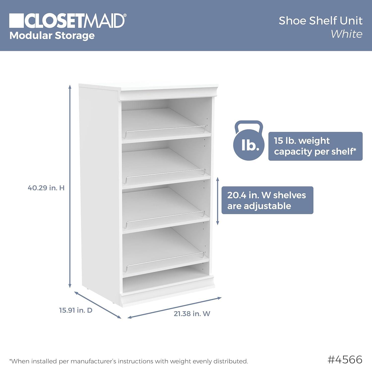 imageClosetMaid Modular Storage 2138inch W 7Shelf Wood Closet System with Shoe Storage WhiteWhite