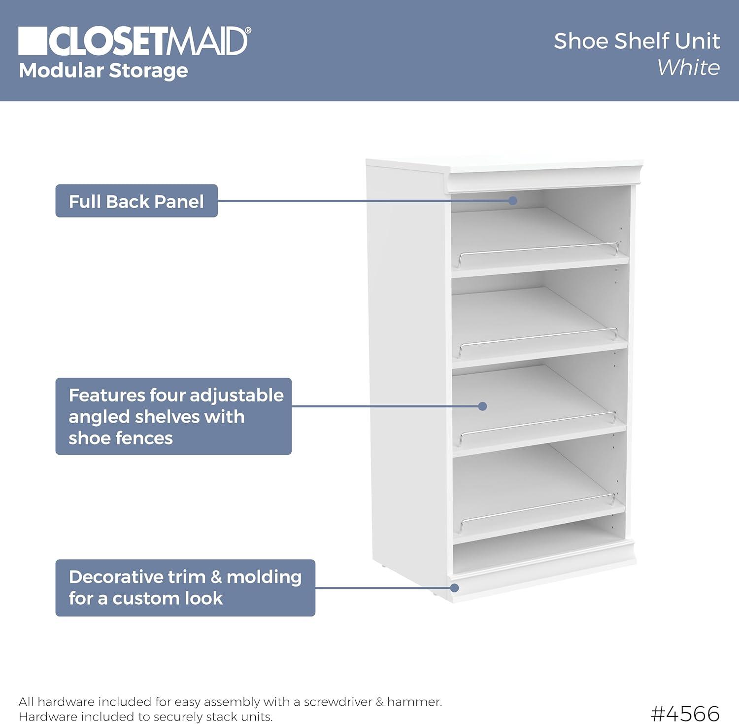 imageClosetMaid Modular Storage 2138inch W 7Shelf Wood Closet System with Shoe Storage WhiteWhite