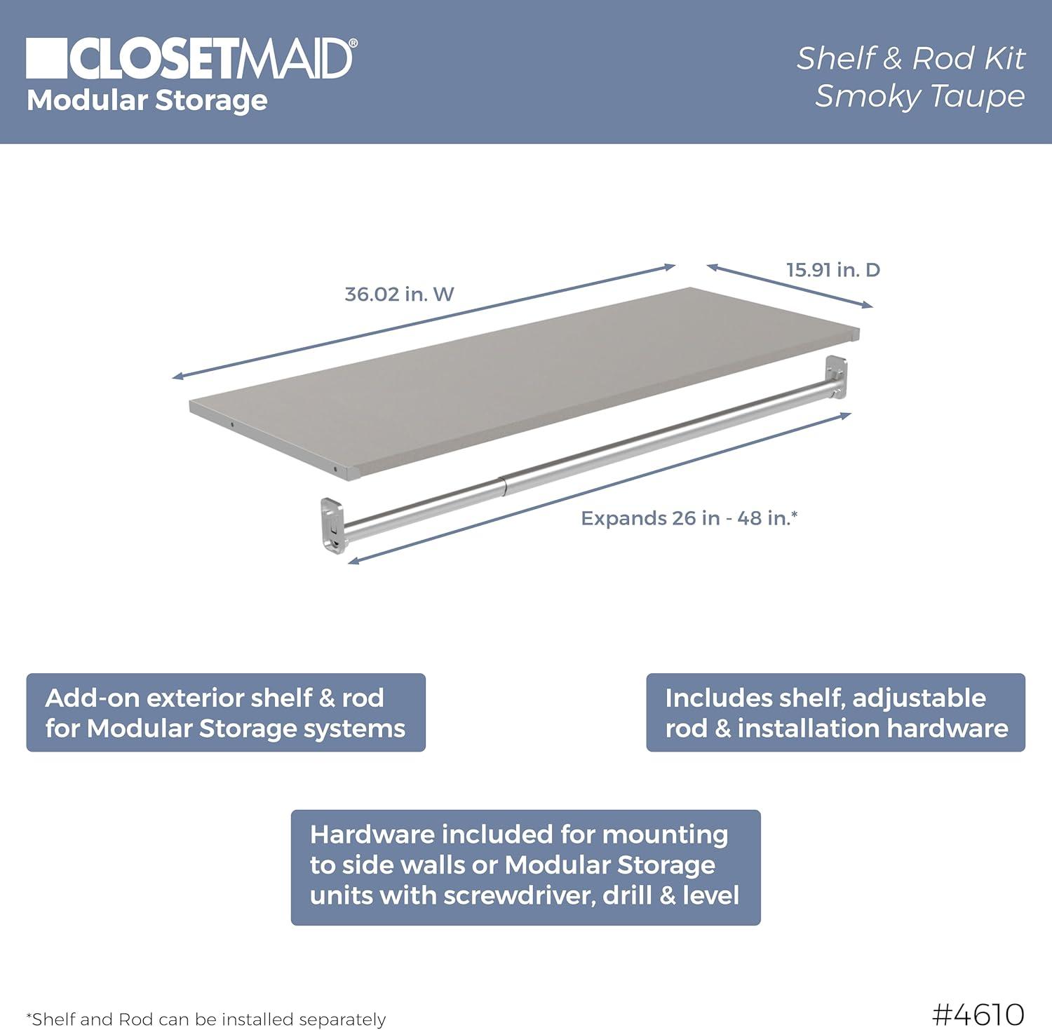 imageClosetMaid Modular Storage 68767878inch W 4Drawer 19Shelf Wood Closet System with Doors WhiteSmoky Taupe