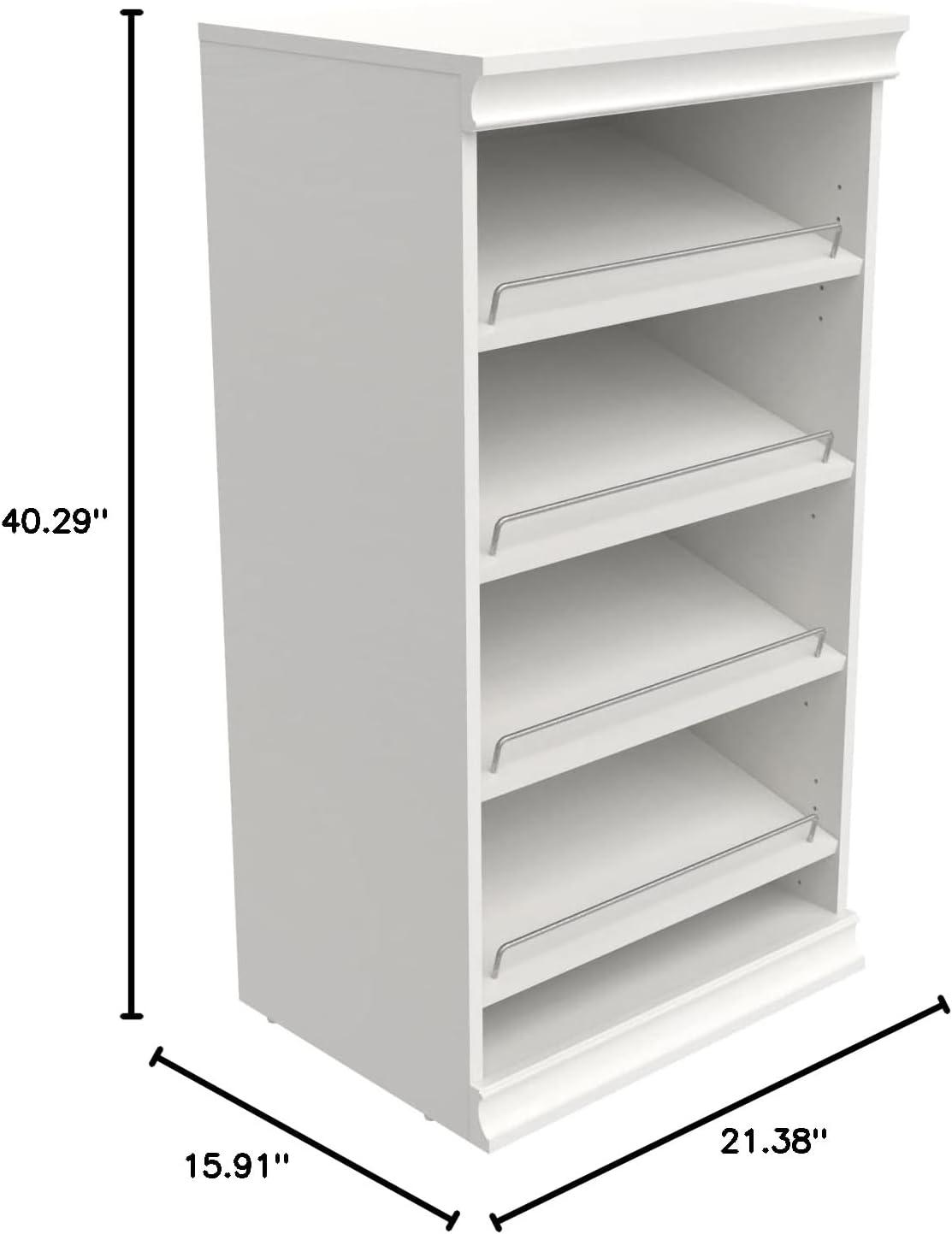imageClosetMaid Modular Storage Angled Shelves Wood Closet Organizer Adjustable Stacking Full Backer Decorative Trim White Shoe Shelf UnitWhite