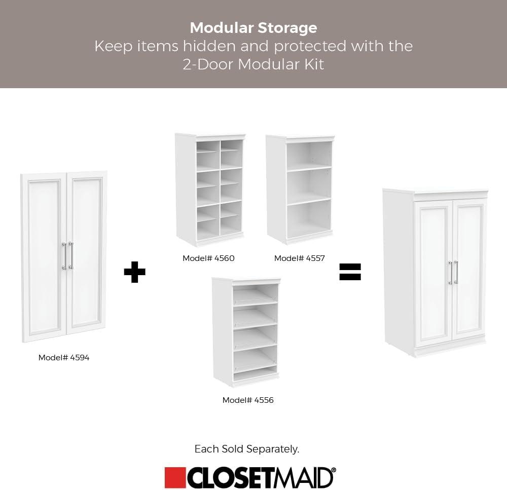 imageClosetMaid Modular Storage Angled Shelves Wood Closet Organizer Adjustable Stacking Full Backer Decorative Trim White Shoe Shelf UnitWhite