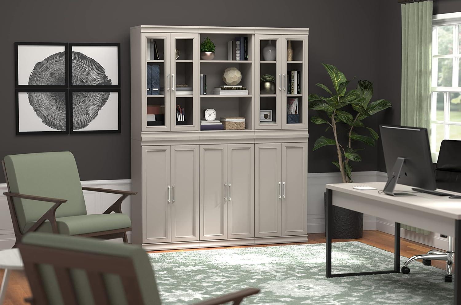 imageClosetMaid Modular Storage Pair Set 2 Glass Pane Doors Wood Closet Organizer Shaker Style Add On Accessory for Shelf Units White 3488quot H x 2102quot W x 181quot DTaupe