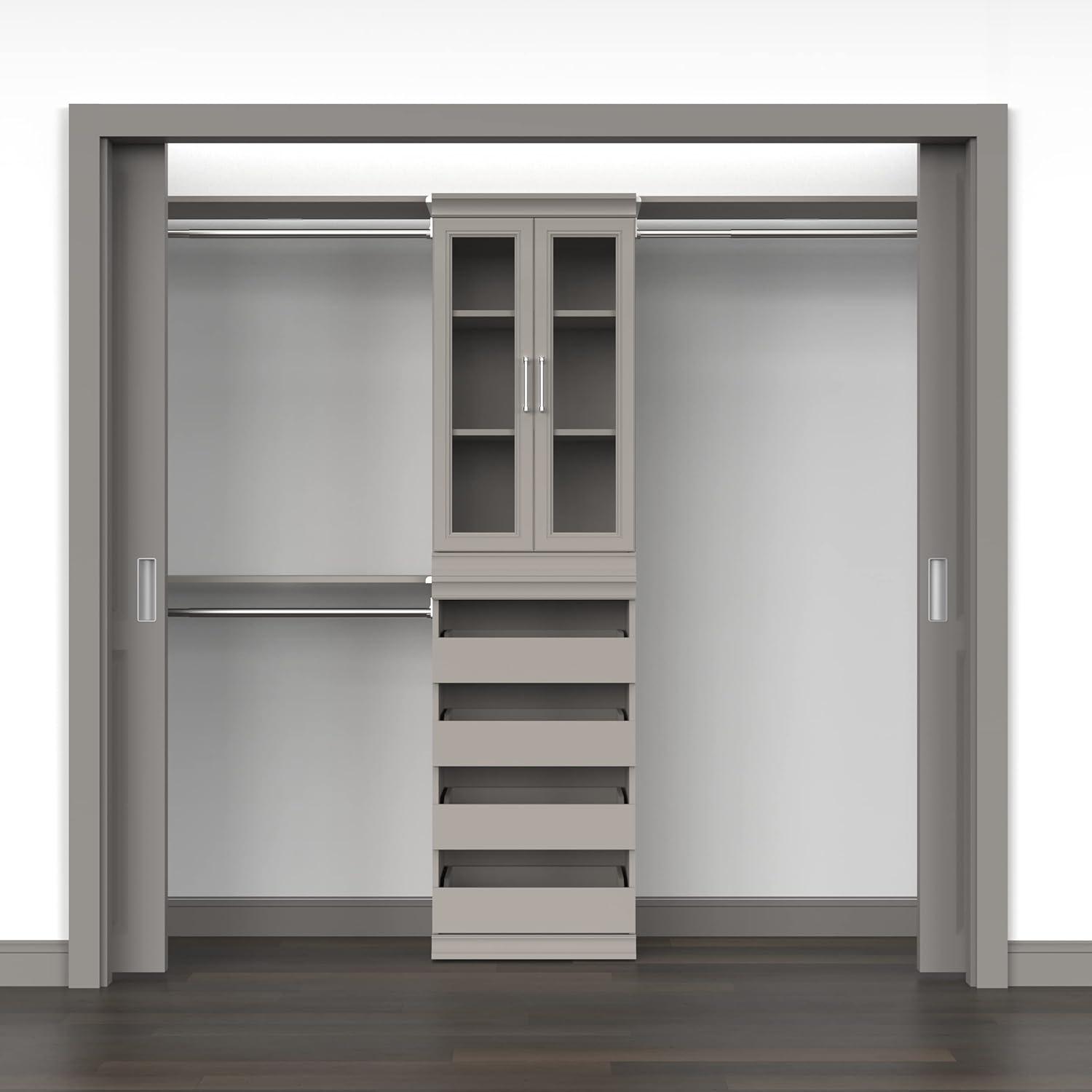 imageClosetMaid Modular Storage Pair Set 2 Glass Pane Doors Wood Closet Organizer Shaker Style Add On Accessory for Shelf Units White 3488quot H x 2102quot W x 181quot DTaupe