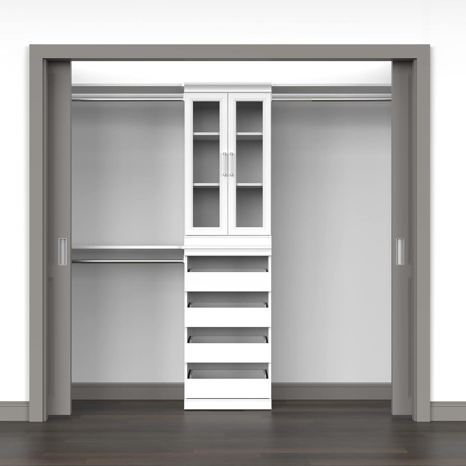 imageClosetMaid Modular Storage Pair Set 2 Glass Pane Doors Wood Closet Organizer Shaker Style Add On Accessory for Shelf Units White 3488quot H x 2102quot W x 181quot DWhite