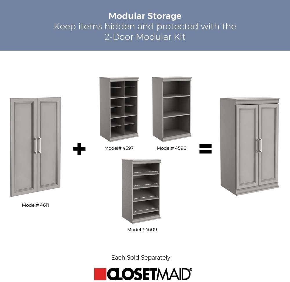 imageClosetMaid Modular Storage Pair Set 2 Glass Pane Doors Wood Closet Organizer Shaker Style Add On Accessory for Shelf Units White 3488quot H x 2102quot W x 181quot DTaupe