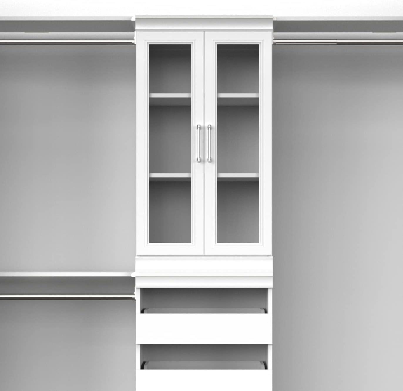imageClosetMaid Modular Storage Pair Set 2 Glass Pane Doors Wood Closet Organizer Shaker Style Add On Accessory for Shelf Units White 3488quot H x 2102quot W x 181quot DWhite