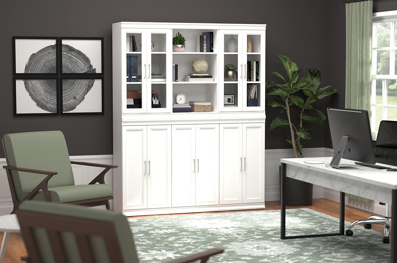 imageClosetMaid Modular Storage Pair Set 2 Glass Pane Doors Wood Closet Organizer Shaker Style Add On Accessory for Shelf Units White 3488quot H x 2102quot W x 181quot DWhite