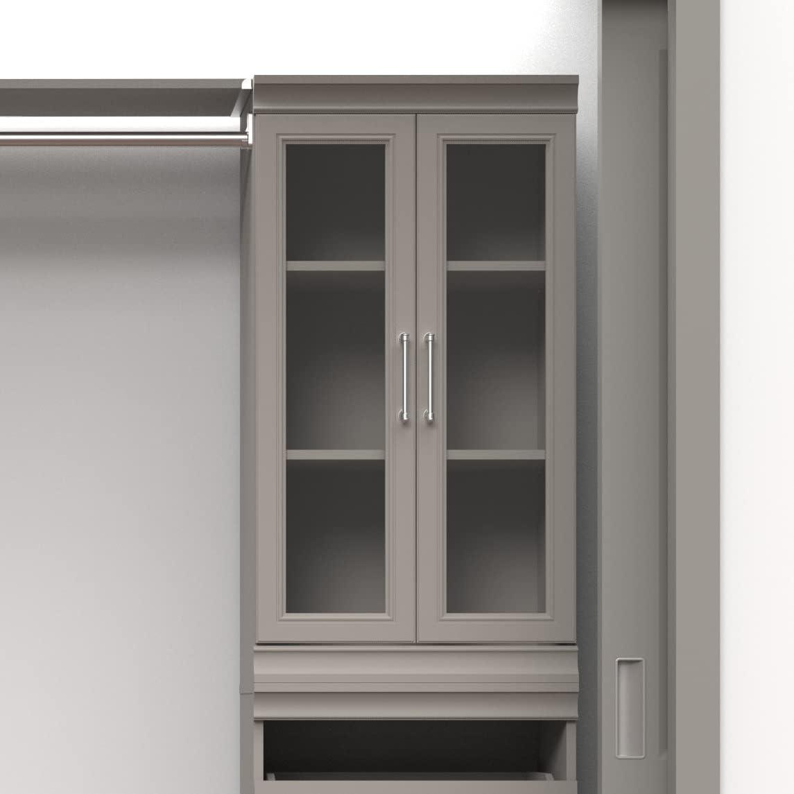 imageClosetMaid Modular Storage Pair Set 2 Glass Pane Doors Wood Closet Organizer Shaker Style Add On Accessory for Shelf Units White 3488quot H x 2102quot W x 181quot DTaupe