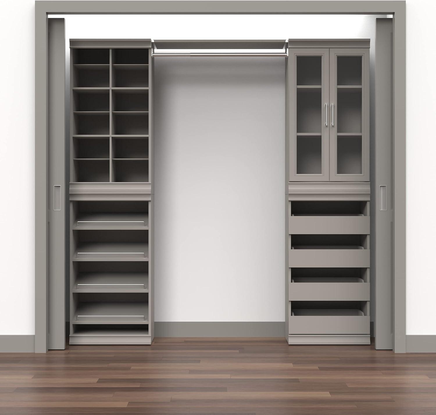 imageClosetMaid Modular Storage Pair Set 2 Glass Pane Doors Wood Closet Organizer Shaker Style Add On Accessory for Shelf Units White 3488quot H x 2102quot W x 181quot DTaupe